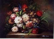 unknow artist Floral, beautiful classical still life of flowers.095 oil on canvas